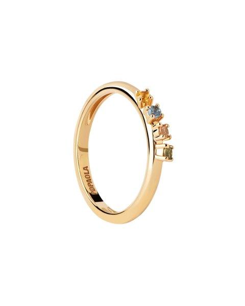 PDPAOLA Gyengéd aranyozott gyűrű cirkóniummal RAINBOW Gold AN01-C10 52 mm
