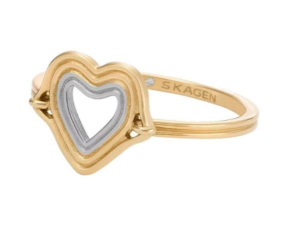 Skagen Gyengéd aranyozott gyűrű szívvel Kariana SKJ1680998 54 mm