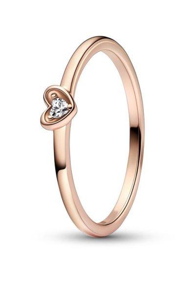 Pandora Gyönyörű bronz gyűrű cirkónium kövekkel Rose 182495C01 56 mm