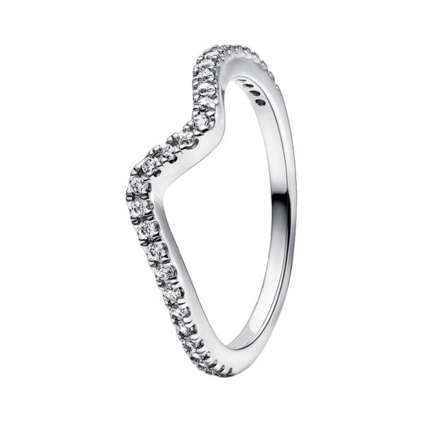 Pandora Hullámos ezüst gyűrű cirkónium kövekkel Timeless 192539C01 58 mm
