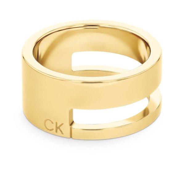 Calvin Klein Női aranyozott gyűrű Geometric Essentials 35000679 54 mm