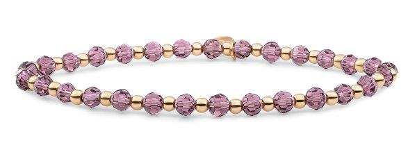 Sparkling Jewels Gyöngy karkötő lila rózsakvarccal SBG-GEM59-3MM-MIX