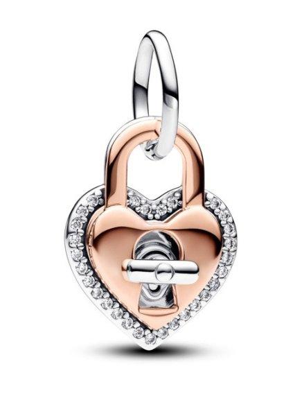 Pandora Eredeti lógó medál Szív lakattal Rose 783079C01
