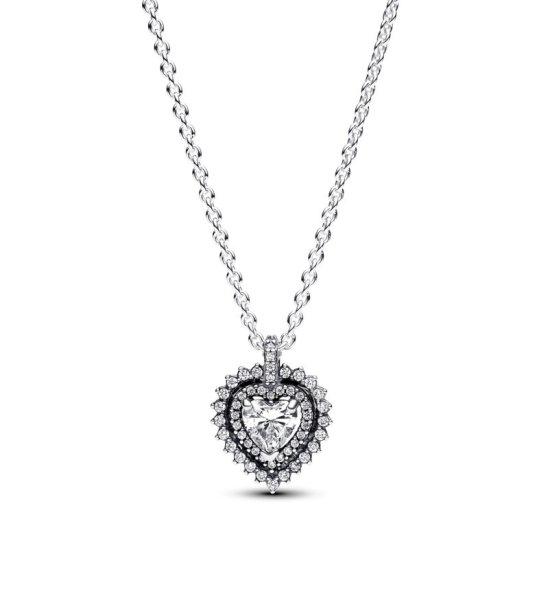 Pandora Ezüst nyaklánc csillogó szívvel Timeless 393099C01-45