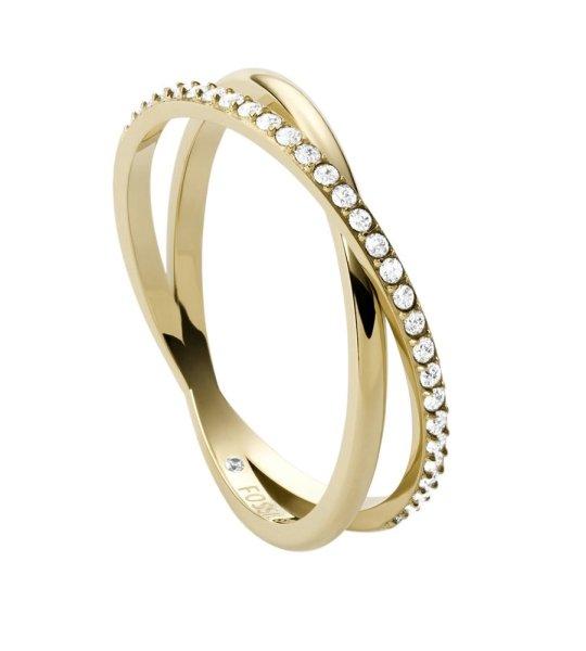 Fossil Elegáns aranyozott gyűrű kristállyal JF03752710 52 mm