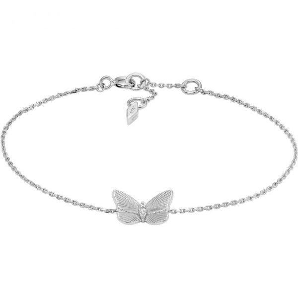 Fossil Decens ezüst karkötő Butterflies kristályokkal JFS00620040