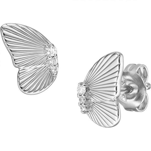 Fossil Bájos ezüst fülbevaló Butterflies kristályokkal JFS00621040