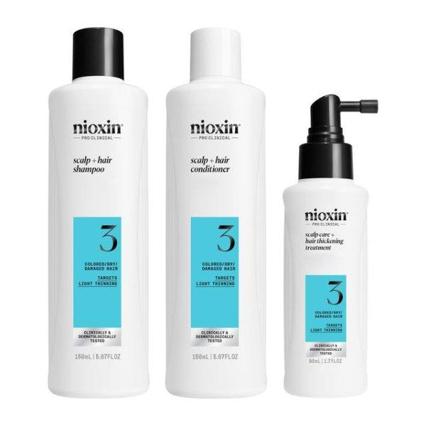 Nioxin Ajándék szett vékonyszálú, festett, enyhén ritkuló hajra System 3