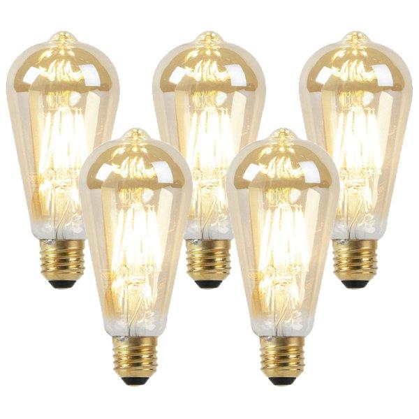 5 db-os készlet E27 LED izzók, tompítható meleg aranyra 8W 806lm 2000-2700K