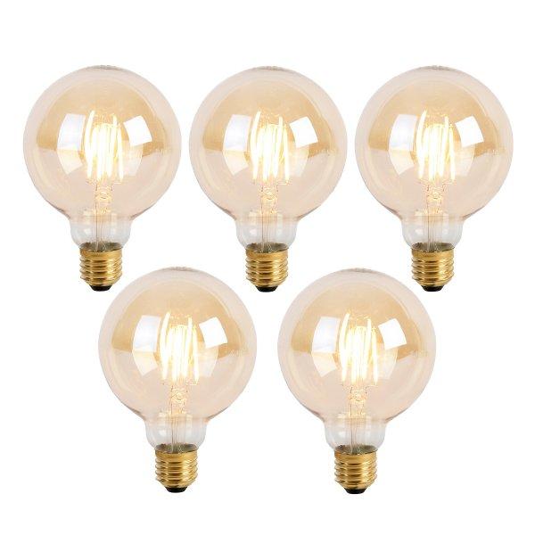 5 db E27 3 fokozatú dimmelhető LED izzó G95 Goldline 5W 530lm 2200K szett