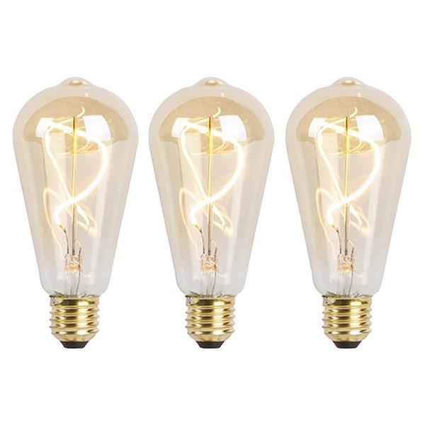 3 db-os készlet E27-es dimmelhető LED spirális izzó ST64 arany 4W 270lm
2100K