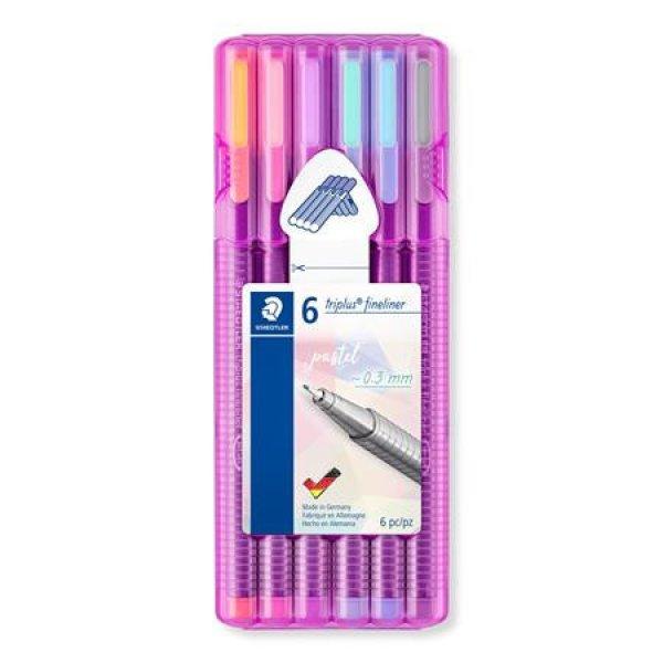 Tűfilc készlet, 0,3 mm, STAEDTLER "Triplus® 334", 6 különböző
pasztell szín