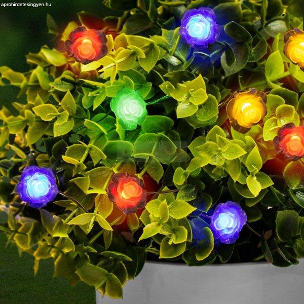 LED szolár fényfüzér - rózsa - 2,3 m - 20 LED - színes