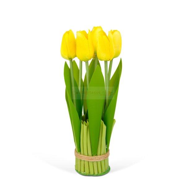 Műnövény dekoráció - tulipán - sárga - 26 x 6,5 cm