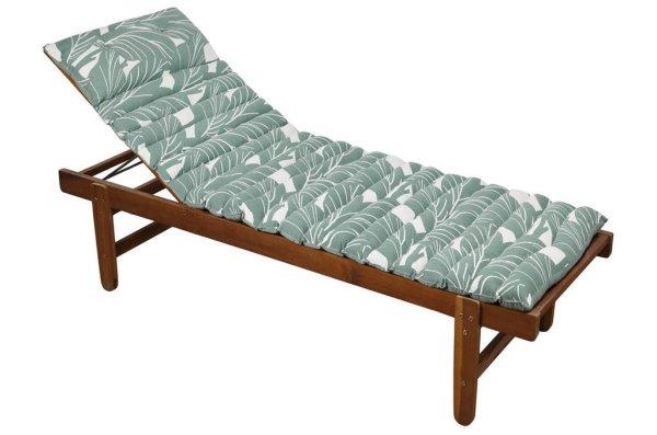 Matrac napozóágyhoz, levélmintás, pamut - poliészter, zöld - fehér,
60x180 cm - AKITA - Butopêa