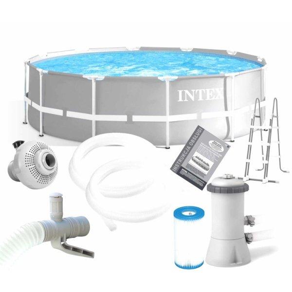 Vízforgatós medence szett, fémvázas 366 x 99 cm INTEX PRISM FRAME POOL 26716
+ létrával!