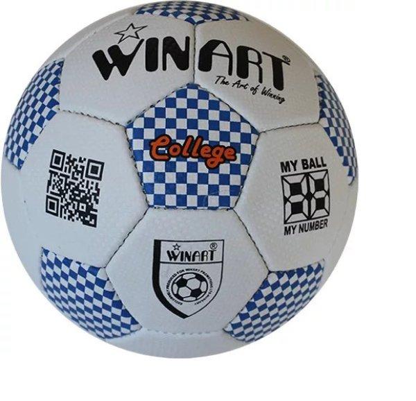 Focilabda, futball labda műbőr, 5-ös, WINART COLLEGE, kék-fehér