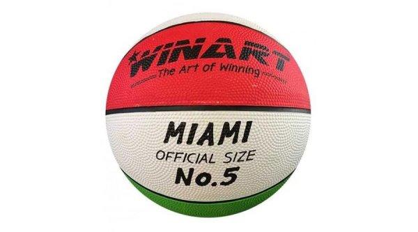 Kosárlabda WINART Miami – 5-ös méret, piros-fehér-zöld