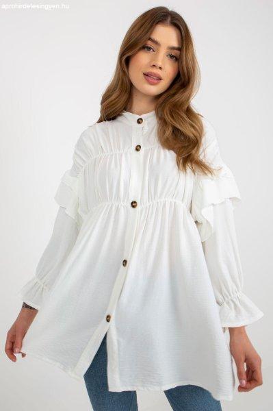 Volános boho ingblúz, 74513-as modell, ekrü színben