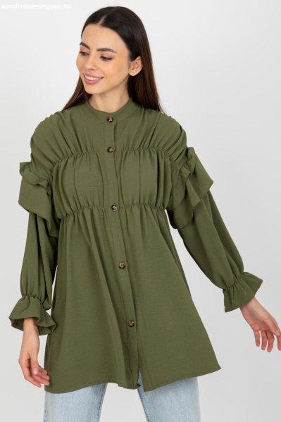 Fodros boho blúz modell 74513 khaki színben