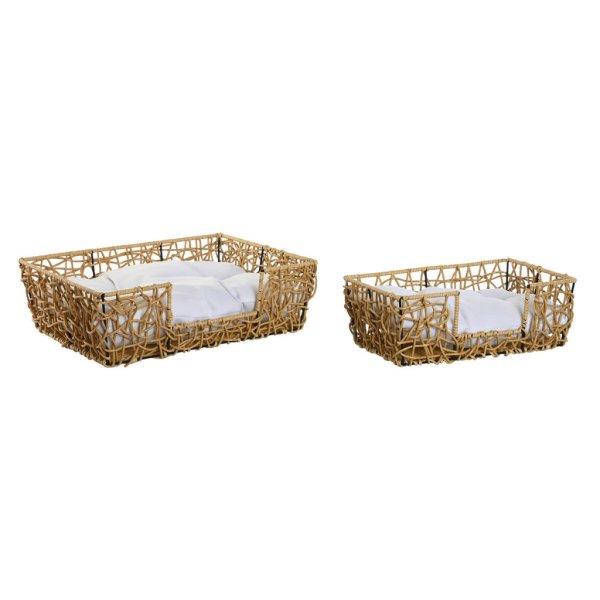 Kutyaágy Home ESPRIT Fehér Világos barna Fém szintetikus rattan 50 x 35 x 14
cm (2 Darabok) MOST 32631 HELYETT 19098 Ft-ért!