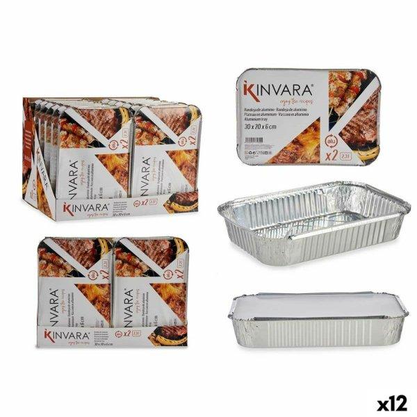 Ételtálca készlet Kinvara 82176 Ezüst színű Alumínium 2,3 L 21 x 6 x 30,5
cm (12 egység) MOST 30713 HELYETT 18850 Ft-ért!