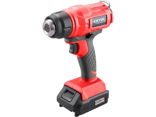 EXTOL PRMIUM akkus hőlégfúvó gép, Share20V, 20V, Li-ion, 1db akku, 1db
töltő, 2000 mAh