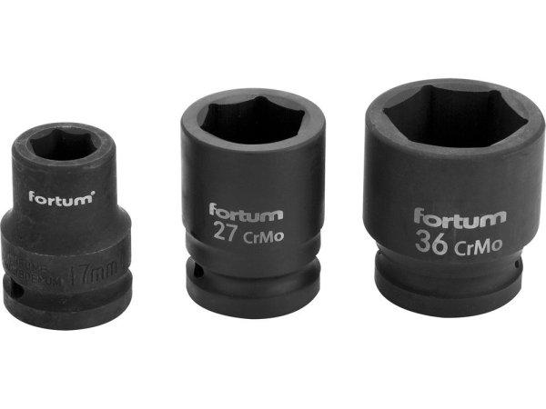 FORTUM gépi (impakt) dugófej 3/4', 30mm, L 54 mm, feketített, FORTUM