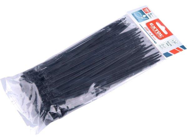 EXTOL PREMIUM kábelkötegelő 4,8×200mm 100db, többször használható
(oldható) fekete nylon; UV-, sav- és lúgálló
