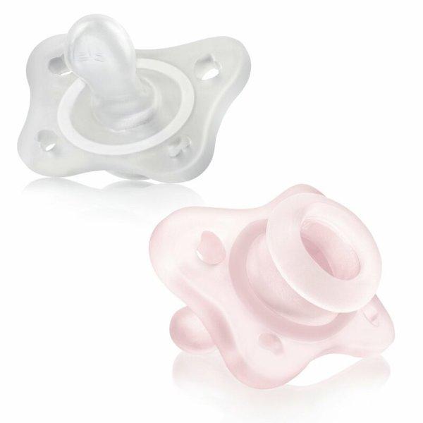 Chicco PhysioForma® Mini Soft szilikon cumi 0-2 hó, 2 db rózsaszín