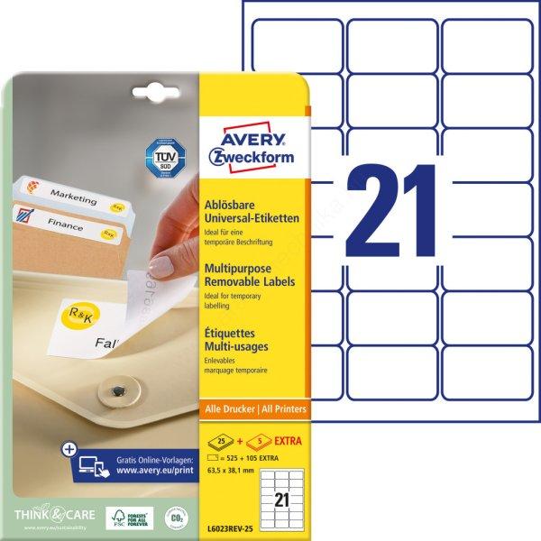 L6023REV-25 Avery univerzális visszaszedhető címke 63,5 x 38,1 mm