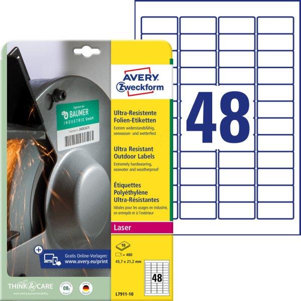 L7911-10 Avery ultra ellenálló címke 45,7 x 21,2 mm