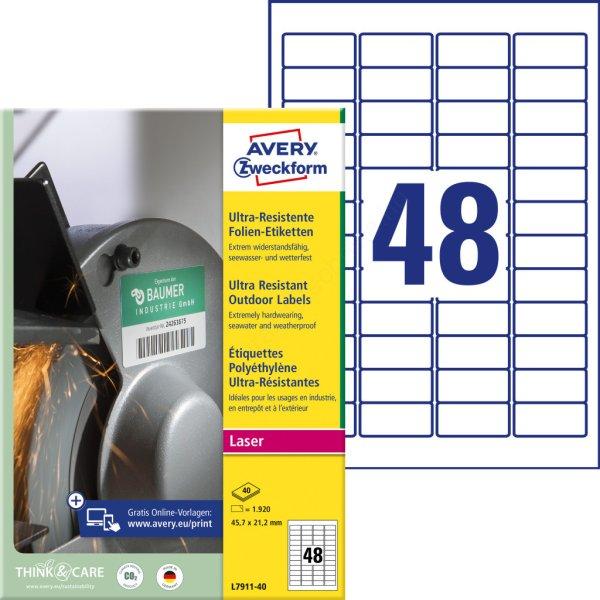 L7911-40 Avery ultra ellenálló címke 45,7 x 21,2 mm