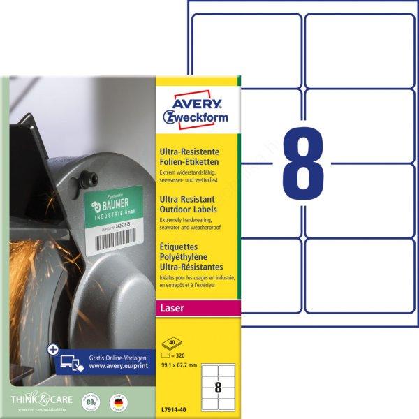 L7914-40 Avery ultra ellenálló címke 99,1 x 67,7 mm
