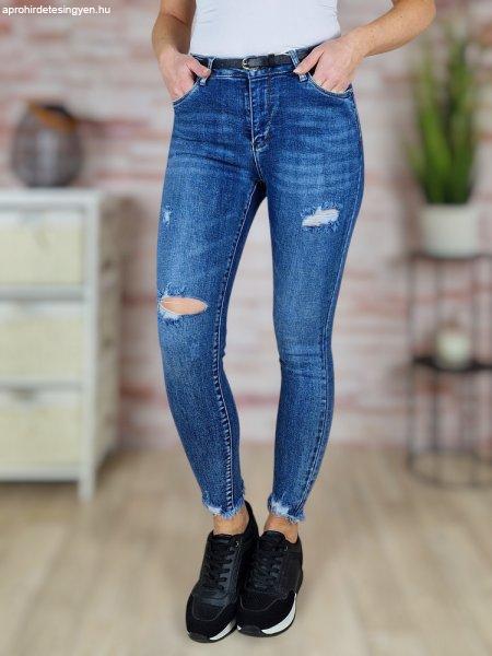 Skinny, szaggatott, kék farmernadrág 26-32-ig