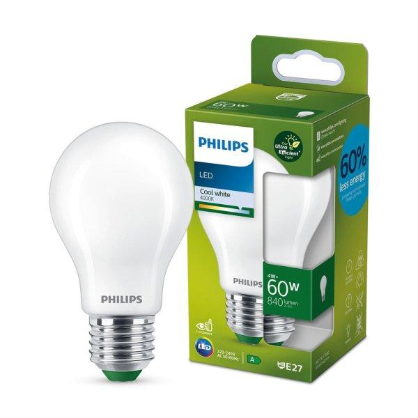 LED Izzók Philips Ultra Efficient Led Classic 4 W 60 W E27 840 lm Fehér (4000
K) MOST 9235 HELYETT 5531 Ft-ért!