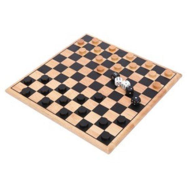 Fa dámajáték készlet - 30 cm