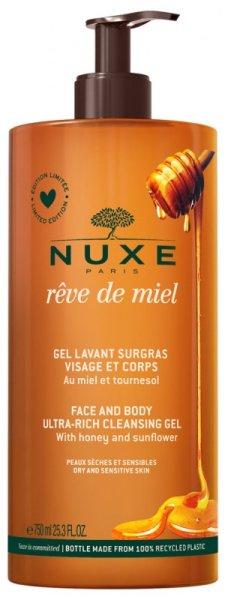 Nuxe Lágyító tusfürdő testre és arcra Rêve de Miel (Face and Body Ultra
Rich Cleansing Gel) 750 ml