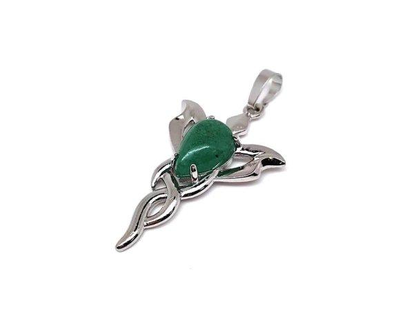 Csepp medál fém trefoil Aventurin 2,5x4cm