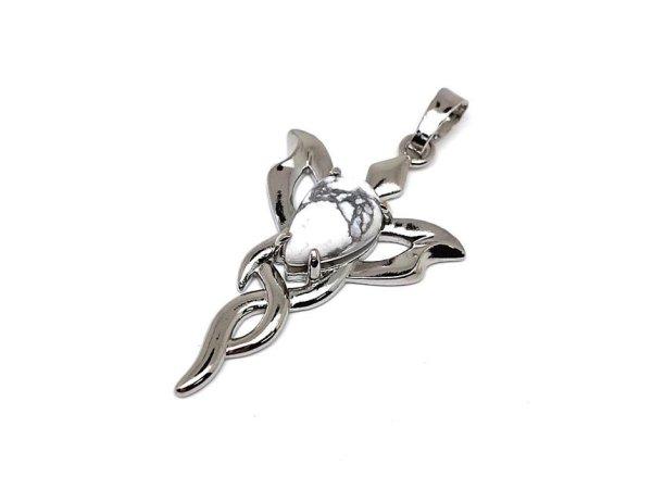 Csepp medál fém trefoil Howlit 2,5x4cm