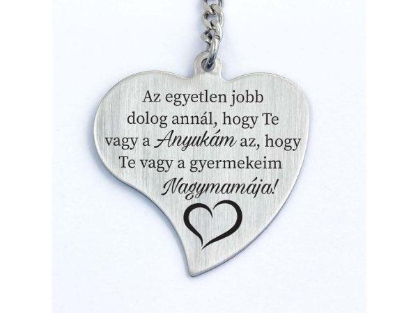 Anyukámnak Gyermekeim Nagymamájának Gravírozott Szív Kulcstartó