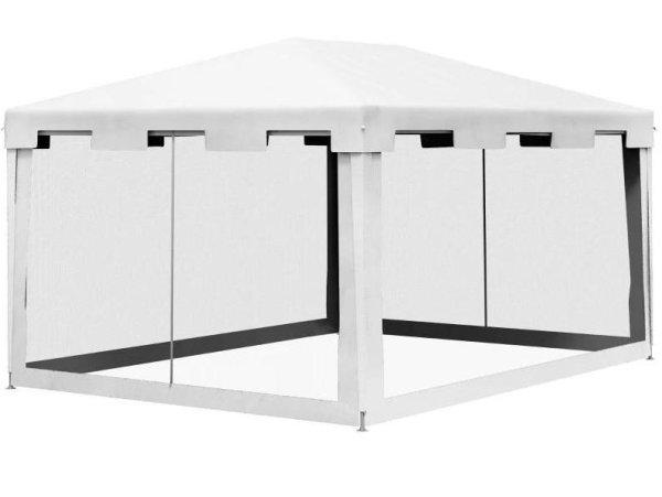Elegáns, fehér kerti pavilon rendezvénysátor  4x3m oldalfalakkal
szúnyoghálóval