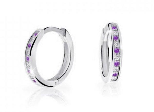 Cutie Jewellery Időtálló fehér arany karika fülbevaló C3343-80-X-2 lila