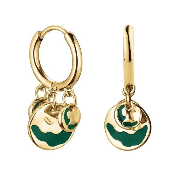 Rosefield Bájos aranyozott karika fülbevaló Emerald JEEWG-J725