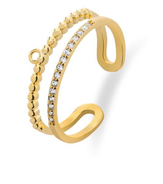 Troli Modern aranyozott gyűrű cirkónium kövekkel VBR0118G