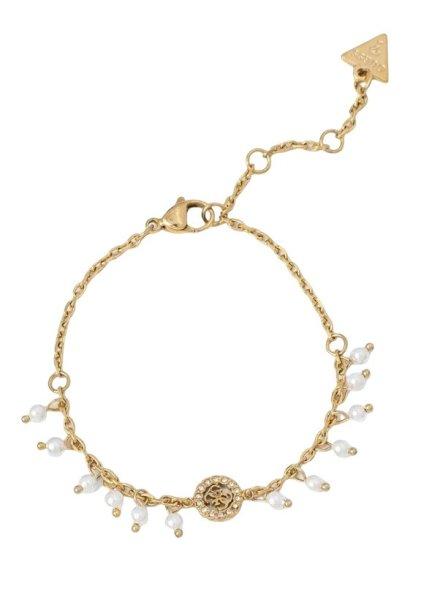 Guess Aranyozott karkötő kristályokkal és szintetikus gyöngyökkel
JUBB04681JWYGWH 18,5 cm