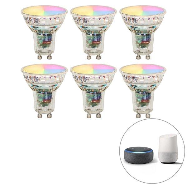 6 db-os készlet okos GU10 LED izzók RBGW 4.5W 350lm 2700K