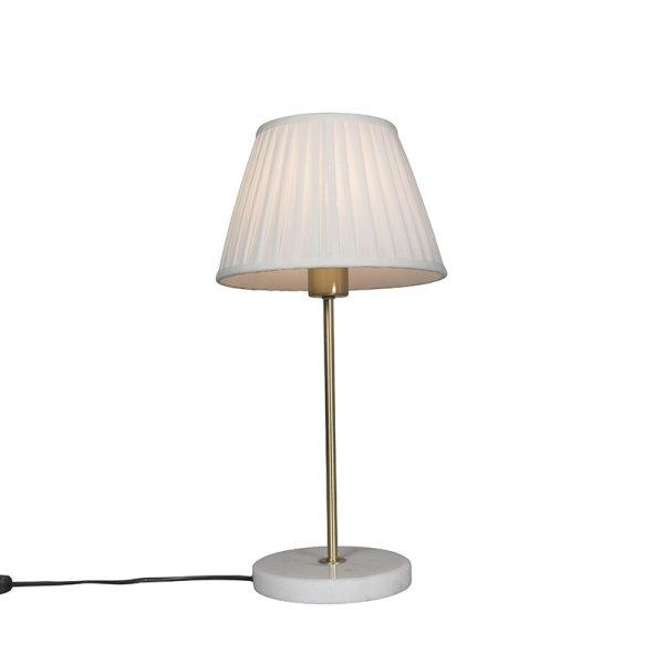 Retro asztali lámpa sárgarézzel és fehér pliszé árnyékolóval 25 cm -
Kaso