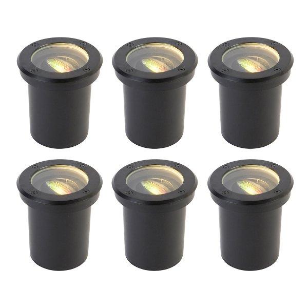 6 darabos készlet okos kültéri talajszpot fekete állítható IP65 LED-del -
Delux
