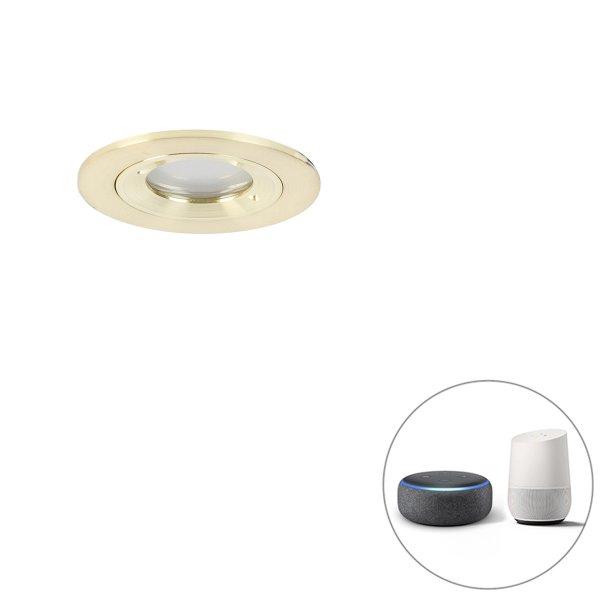 Okos beépített spotlámpa arany kerek IP44 WiFi-vel GU10 - Xena